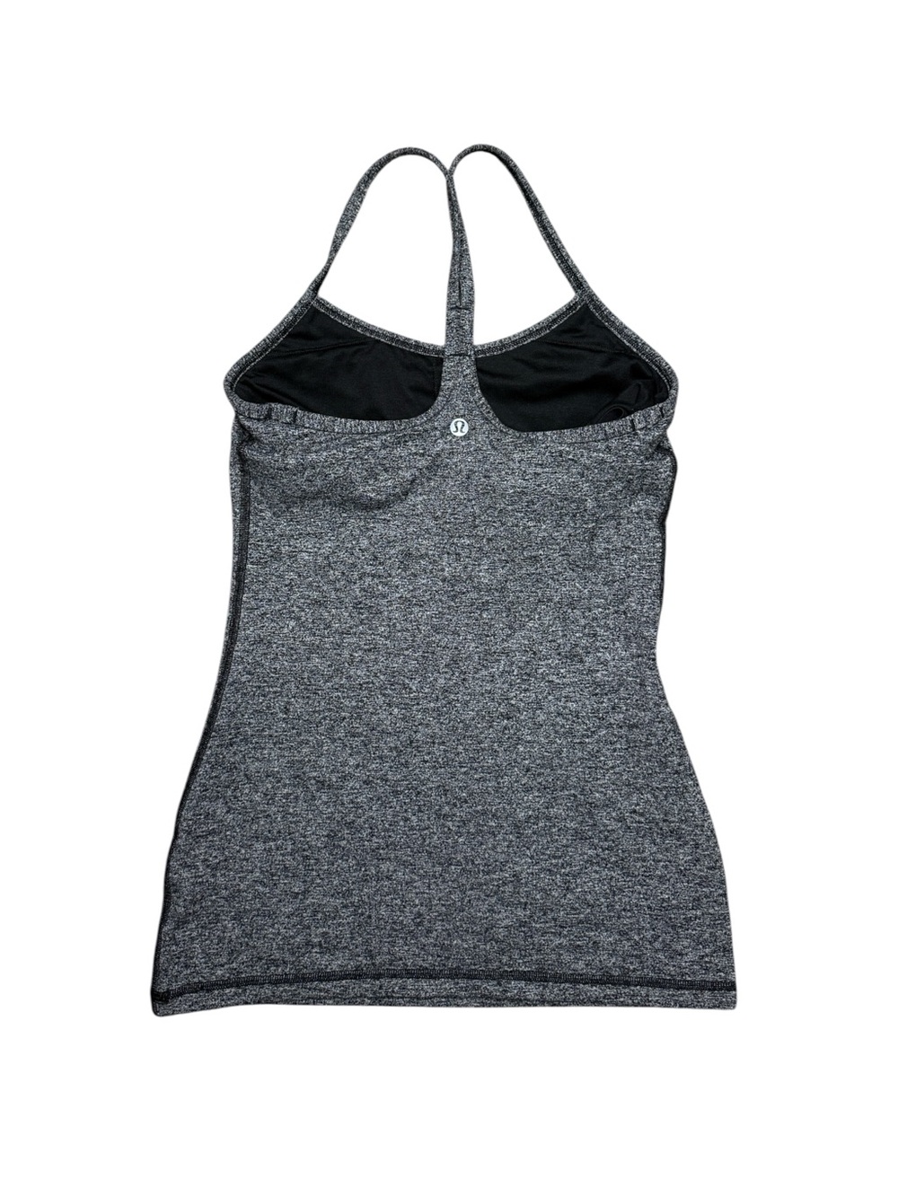Lululemon Power Y Tank Luon Heathered Black Yoga Top Size 4